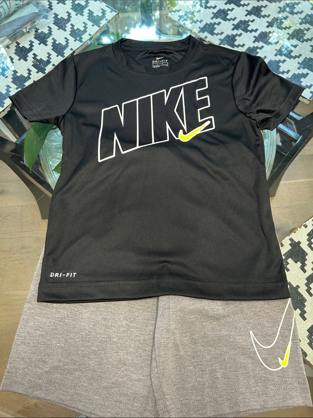 Nike Black Dri-FIT Tee with Neon Yellow Swoosh